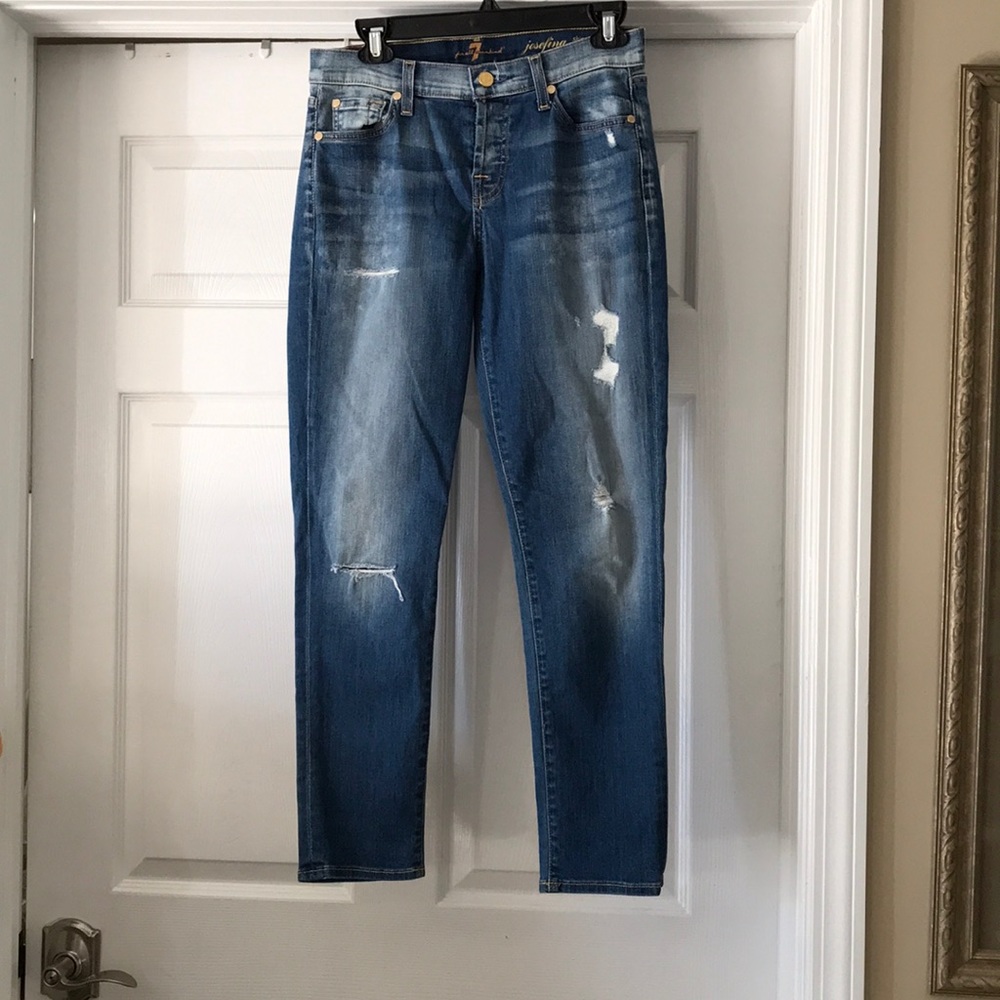 7 FOR ALL MANKIND DISTRESSED JEANS